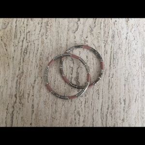Vintage Pink & Silver Brighton Bangles - set of 2